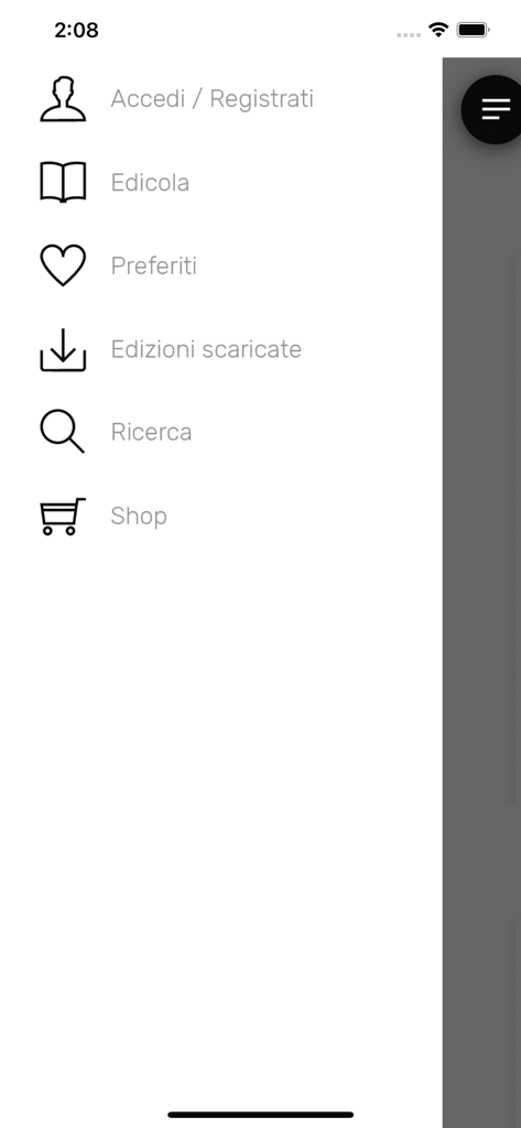 Barre latérale de navigation de l'application Capital, magazine d'affaires et de style de vie