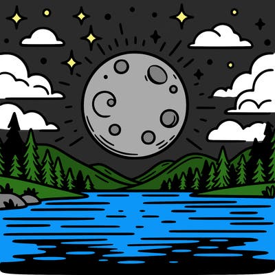 moonlight shining on a lake