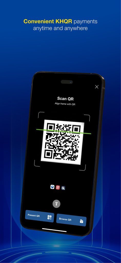 Sathapana Mobile - Sathapana Mobile app interface showing the scan QR code feature for convenient KHQR payments