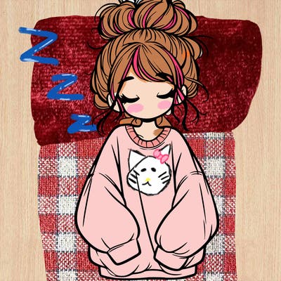 girl with baggy sweatshirt and messy bun