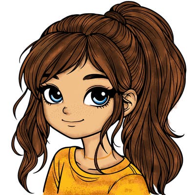 realistic girl with ponytail