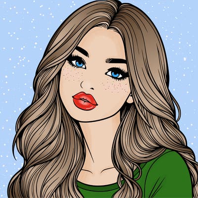 realistic girl with hair on her hair and lips