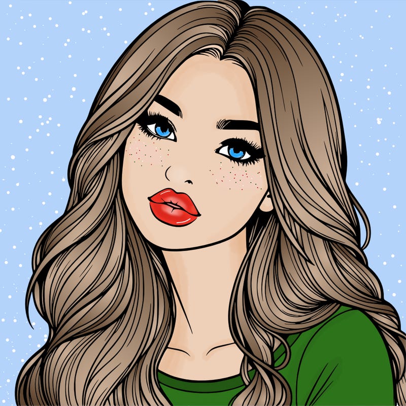 realistic girl with hair on her hair and lips