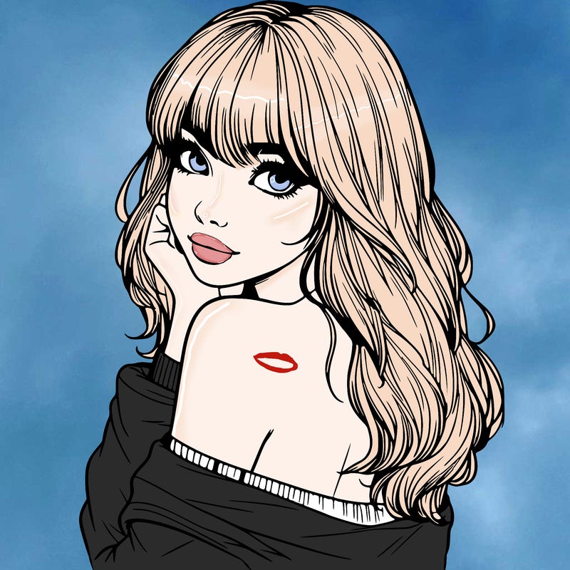 realistic girl with bangs looking over her shoulder