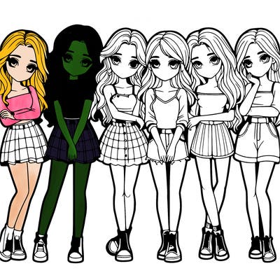 a group of girls realistic