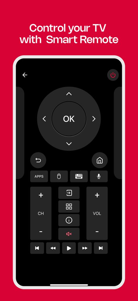 TV Remote Control. - Interfaz de control remoto de TV digital en la pantalla de un smartphone para la navegación de Smart TV
