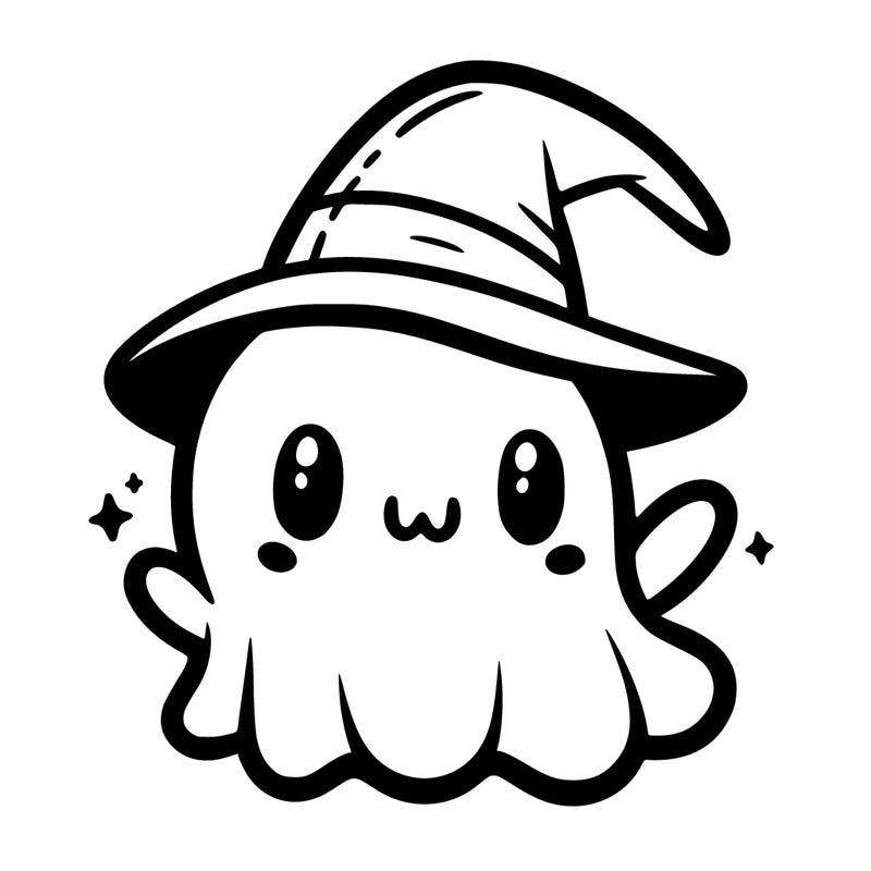 cut ghost in a witch hat