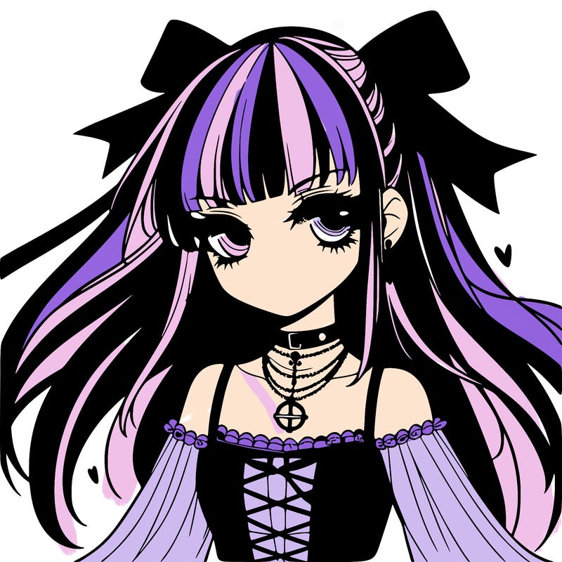 goth anime girl detailed