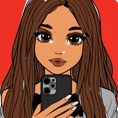 realistic girl with a phone