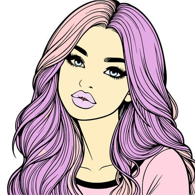 realistic girl with hair on her hair and lips