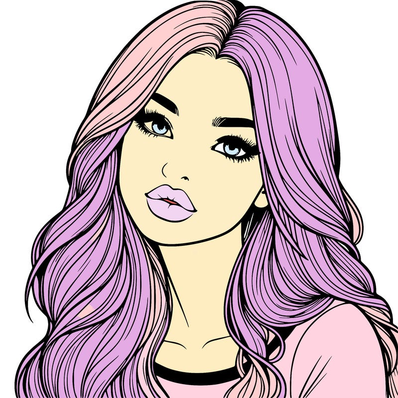 realistic girl with hair on her hair and lips