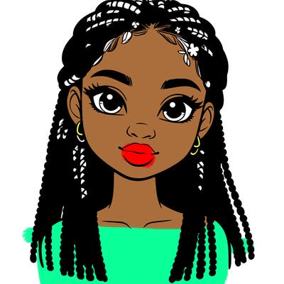 a realistic black girl with braids