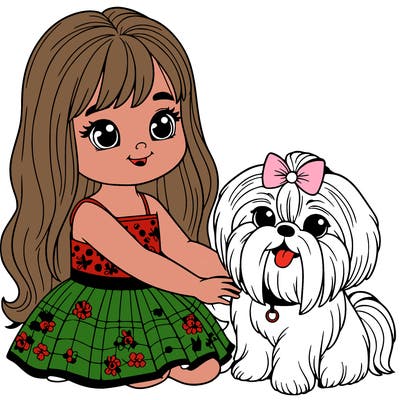 girl with shitzu