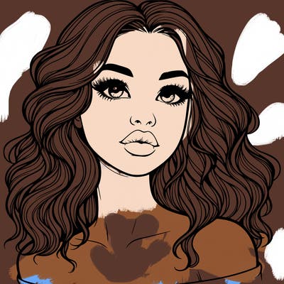 realistic girl with wavy hair and lips