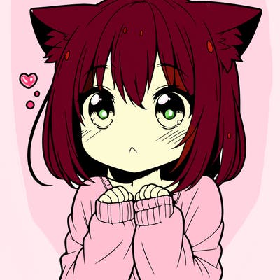 shy anime catgirl