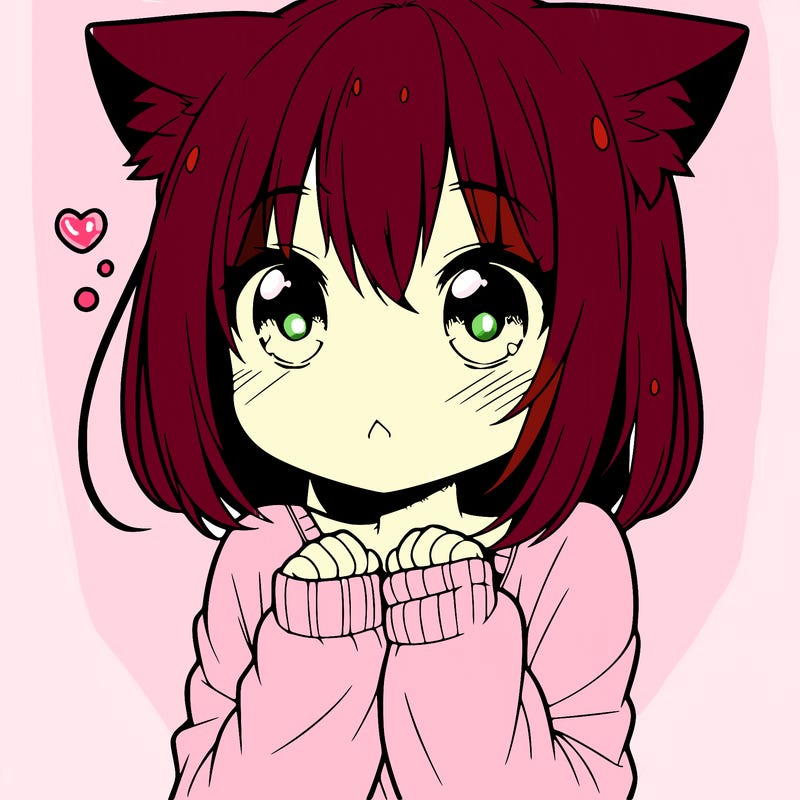 shy anime catgirl