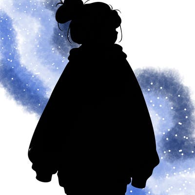 realistic girl with a oversized sweatshirt on and a bun