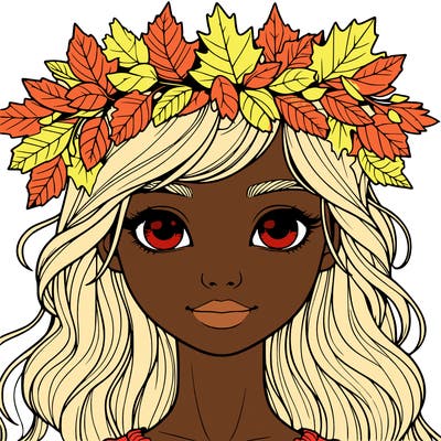 realistic girl with fall leaf crown