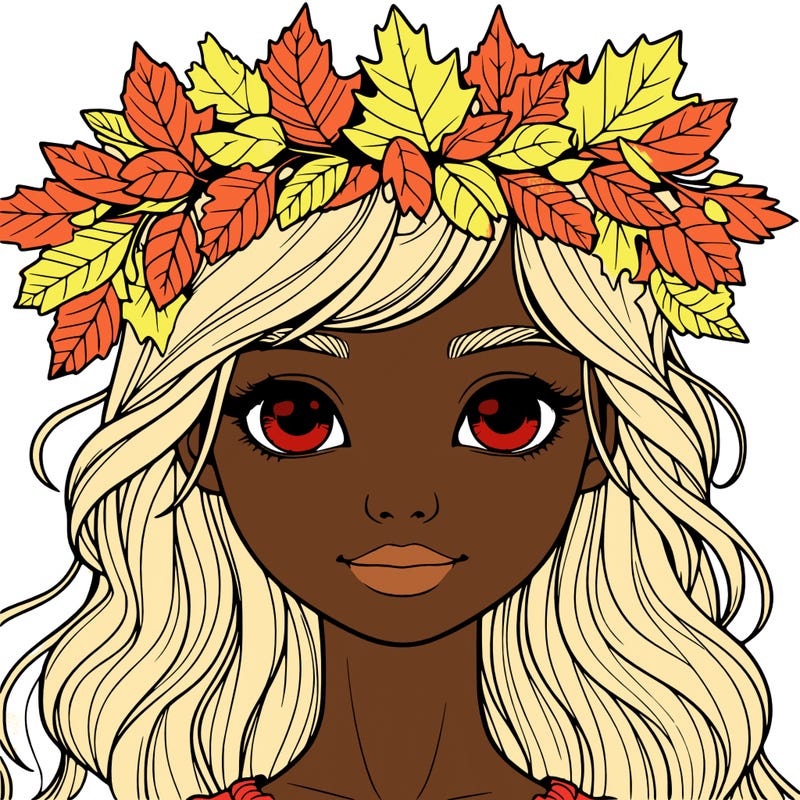 realistic girl with fall leaf crown