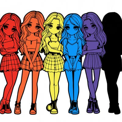 a group of girls realistic