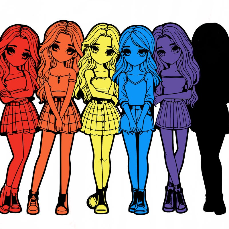 a group of girls realistic