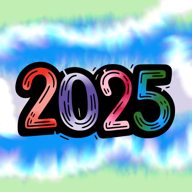 one line scrawled numbers sketch design “2025”