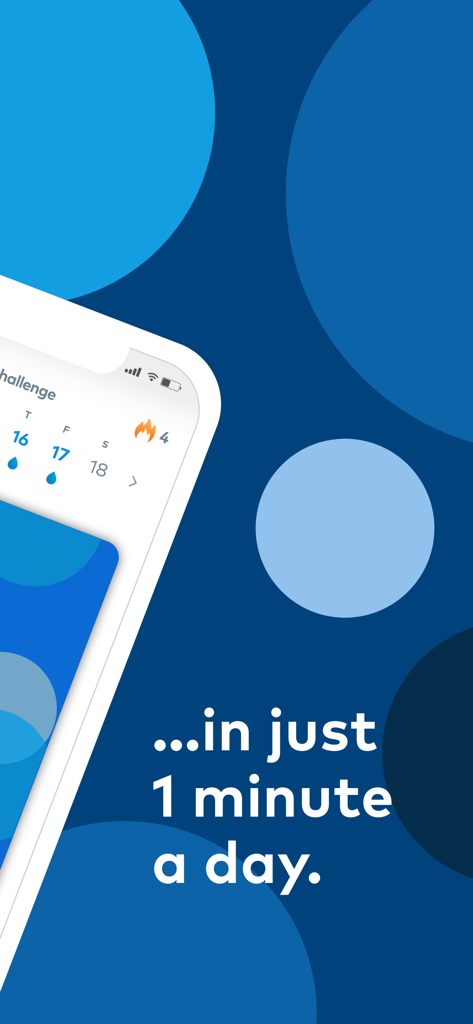 Waterpik™ Water Flossing - Waterpik app habit tracker showing a four-day streak and one-minute daily goal