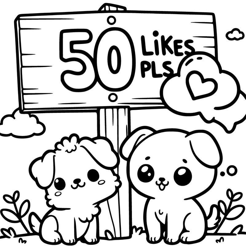 a cute dog and cat by a sign that says 50 likes pls