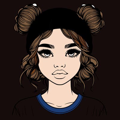 realistic girl with buns in her hair with a beanie on