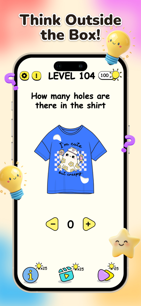 Brain IQ: Puzzle & Logic Games - Brain IQ Logikrätsel, das fragt, wie viele Löcher ein Hemd hat