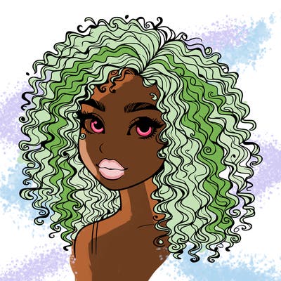 girl with curly hair realistic