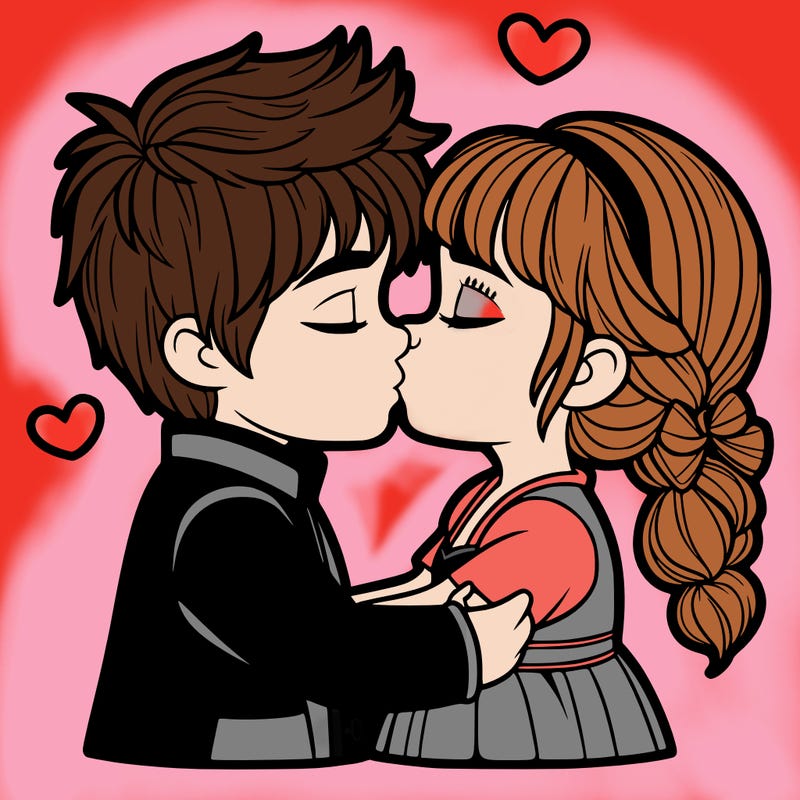 girl and boy kissing