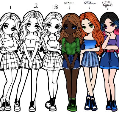 a group of girls realistic