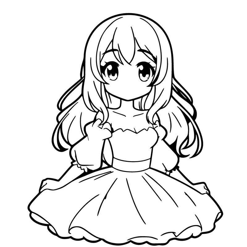 blonde anmie girl wearing a pink dress