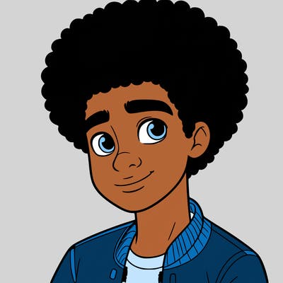 teen boy with afro