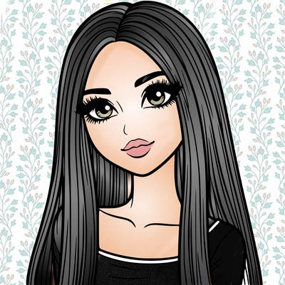 realistic girl with straight and long hair