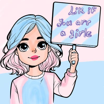 realistic girl holding up a sign