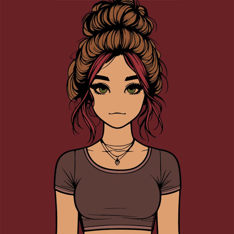 realistic girl with messy bun and croptop