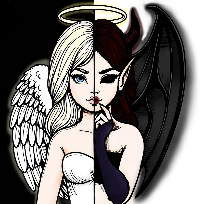 realistic angel half demon