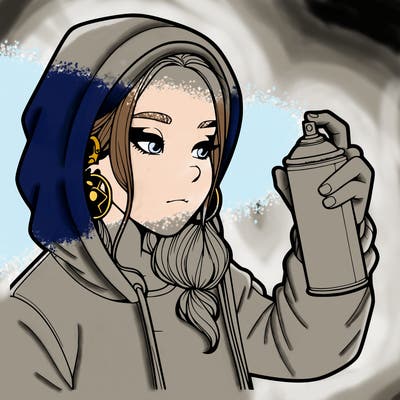 a realistic girl, spray painting