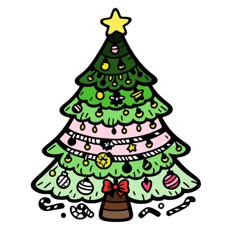 christmas tree with lots of details