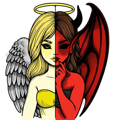 realistic angel half demon