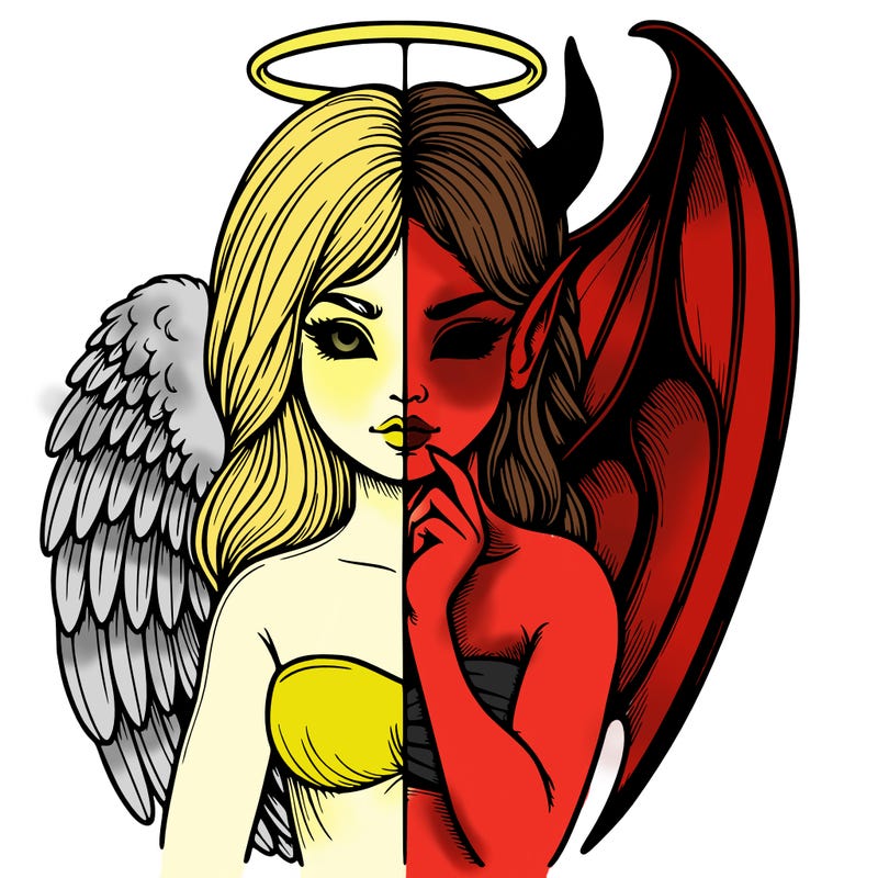 realistic angel half demon