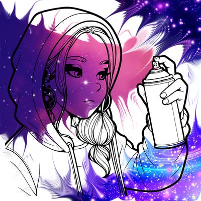 a realistic girl, spray painting