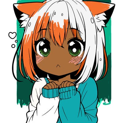 shy anime catgirl
