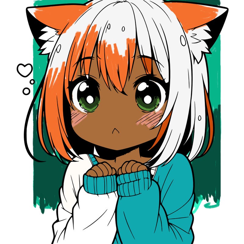 shy anime catgirl