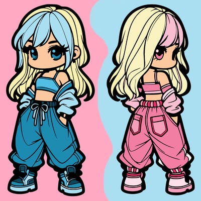 girl in crop top and baggy pants