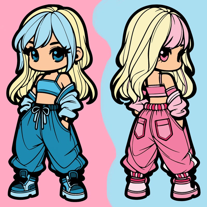 girl in crop top and baggy pants