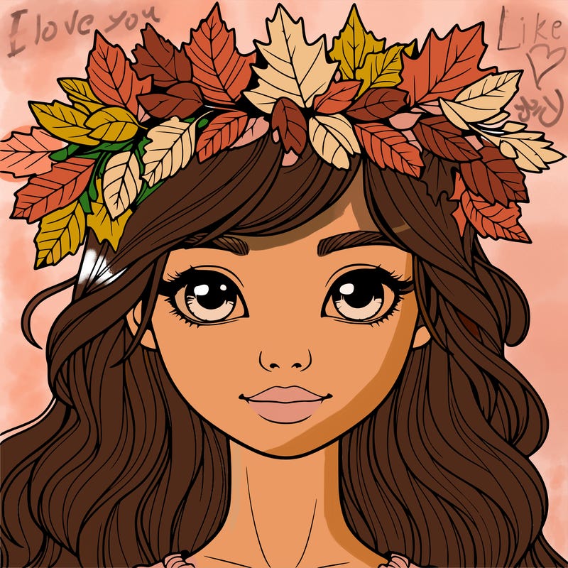 realistic girl with fall leaf crown