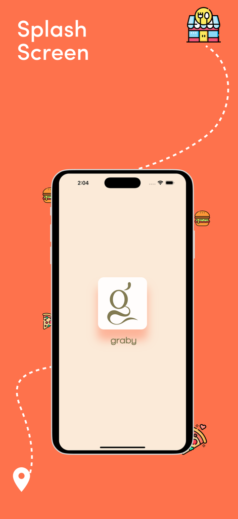 Graby.qa - Graby.qa food delivery app splash screen with logo on a mobile phone